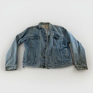 Vintage Great Plains Denim Jean Trucker Jacket XL • Faded Distressed Blue